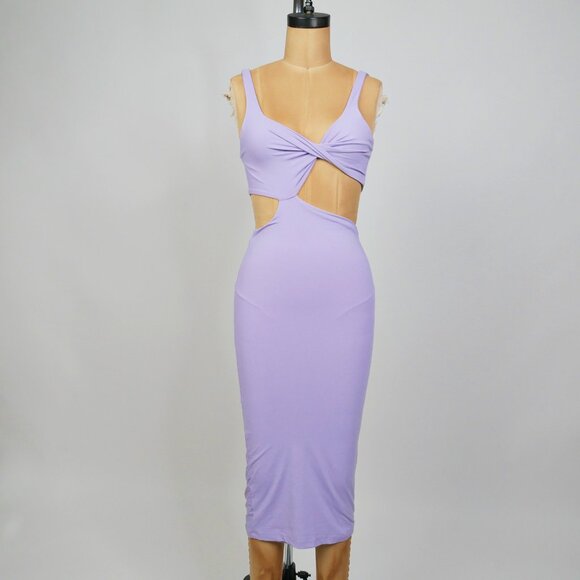 Bardot | Venus Midi Dress Lilac Twist Front Cut-Out bodycon slip xs - Picture 2 of 7